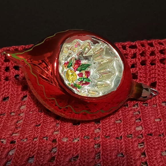 Vintage Mercury Glass Indent Christmas Ornament Red - Picture 5 of 8